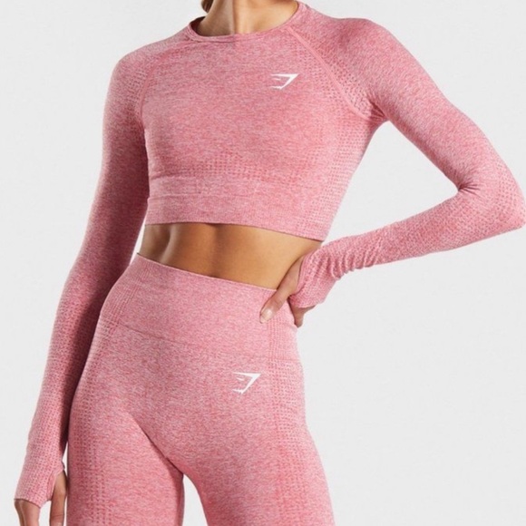 Gymshark Tops - Gymshark Like-New Vital Seamless Crop Top Dusky Pink Marl Size Small